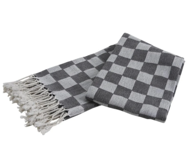 Plaid en coton damier – Checkered cotton blanket – AMILCAR COLLECTION