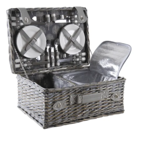 Valise Picnic - Grey wicker picnic case - AMILCAR COLLECTION.