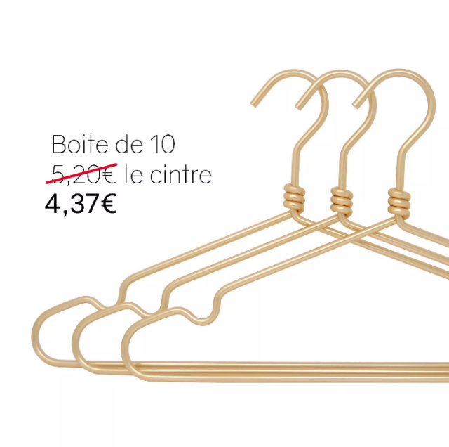 Lot de 10 cintres dorés - Pack of 10 gold hangers