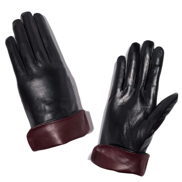 Maison Fabre - F 338 T DS Gants en agneau avec le revers contrasté - Lambskin gloves with contrasting cuff