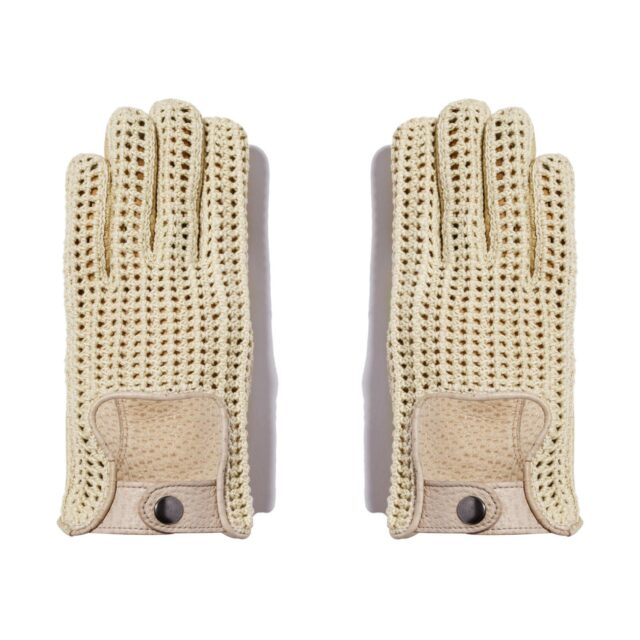 Maison Fabre - H 40 PECARI ND Gants homme en 50% pécari et 50% crochet coton - Men's gloves in 50% peccary and 50% crochet cotton