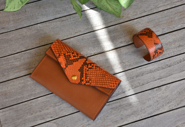 Portefeuille Derby - Edition Limitée Club Amilcar & Margot Leathercraft - Collection Orange & Gold - Made in France