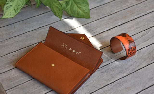 Portefeuille Derby - Edition Limitée Club Amilcar & Margot Leathercraft - Collection Orange & Gold - Made in France