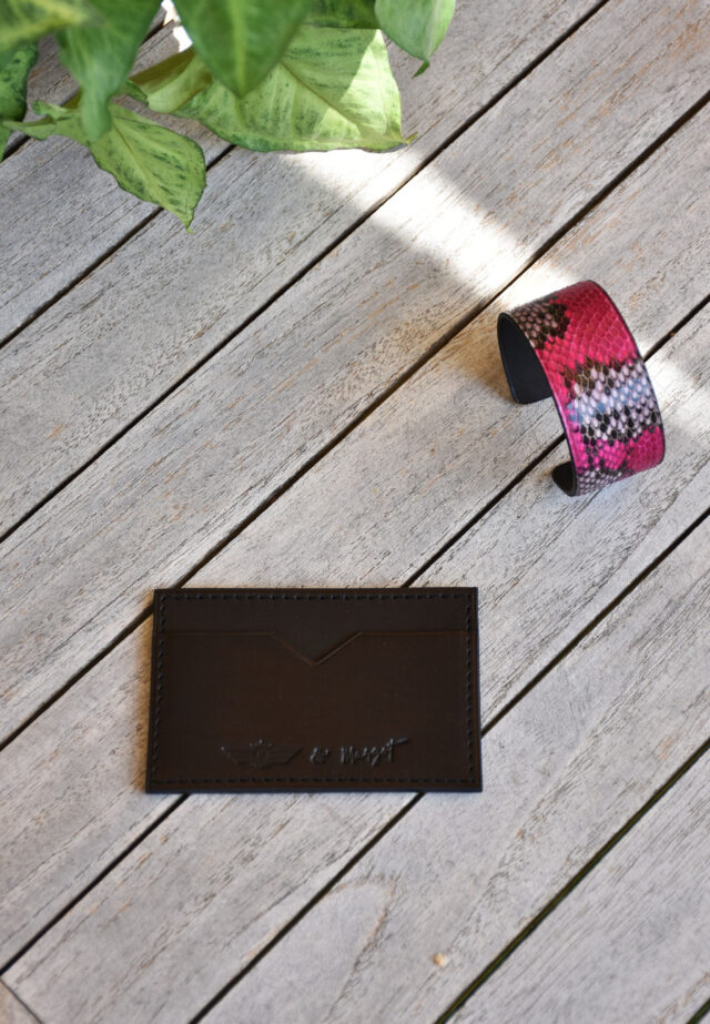 Porte carte "Spring Garden" - Edition Limitée Club Amilcar & Margot Leathercraft - Black Edition - Made in France