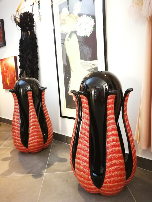 RENÉ GRUAU - PAIRE DE VASES COBRAS - ART DÉCO